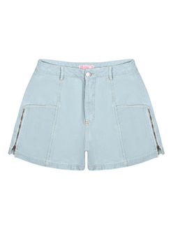 Shorts Zíper Lateral Jeans Claro DWay