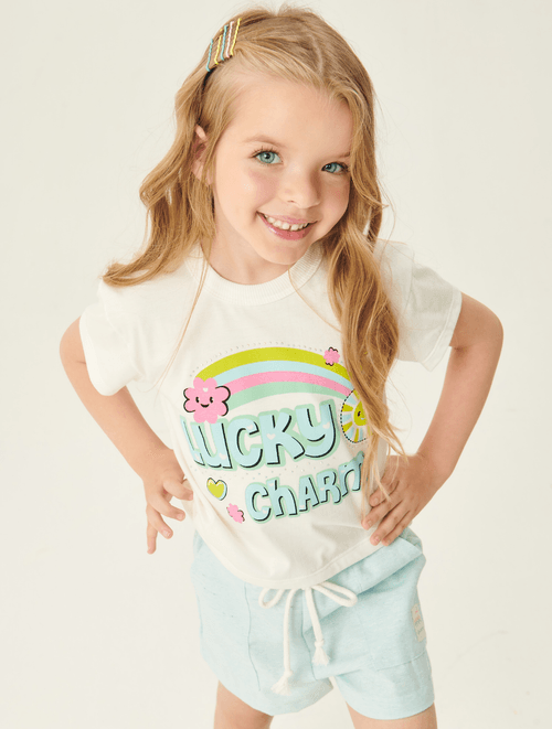 Conjunto Blusa E Short Natural E Verde Abrange