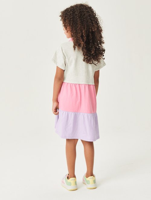 Vestido Infantil Candy Block com Gola Polo