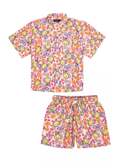 Conjunto Camisa E Short Total Print Rosa DWay