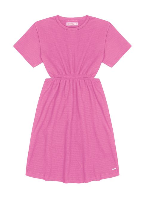 Vestido Com Recorte Rosa Neon DWay