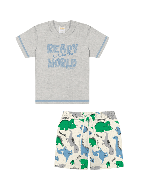 Conjunto Camiseta E Bermuda Dino Mescla Abrange