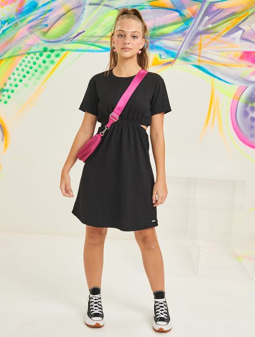 Vestido Com Recorte Rosa Neon DWay