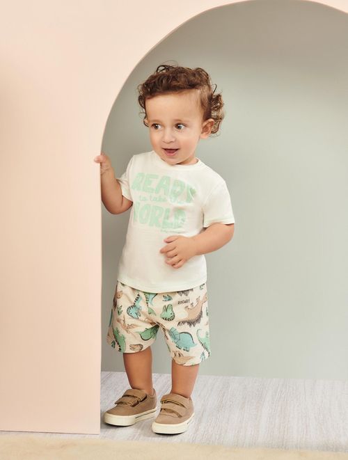 Conjunto Camiseta E Bermuda Dino Mescla Abrange