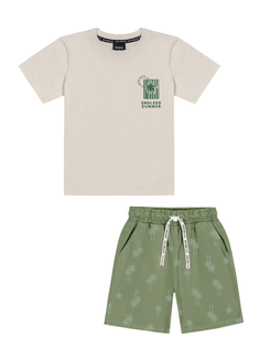 Conjunto Camiseta Estampa Costas Cinza E Verde Catavento