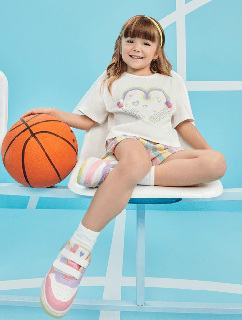 Conjunto Blusa Cropped E Short Listrado Rosa Abrange