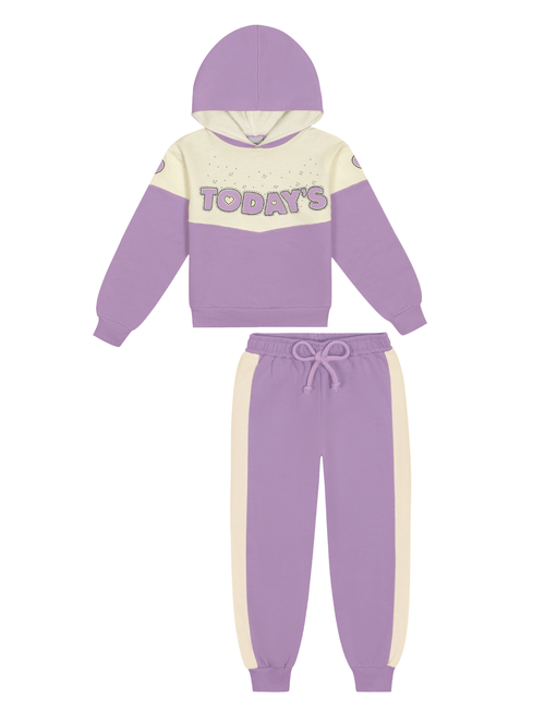 Conjunto Blusão E Calça Jogger Color Block Lilás Abrange