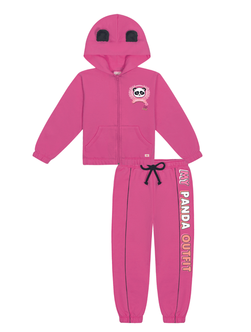 Conjunto Jaqueta E Calça Jogger Panda Rosa Abrange