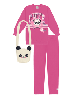 Conjunto Blusão E Legging Com Bolsa De Panda Rosa Abrange