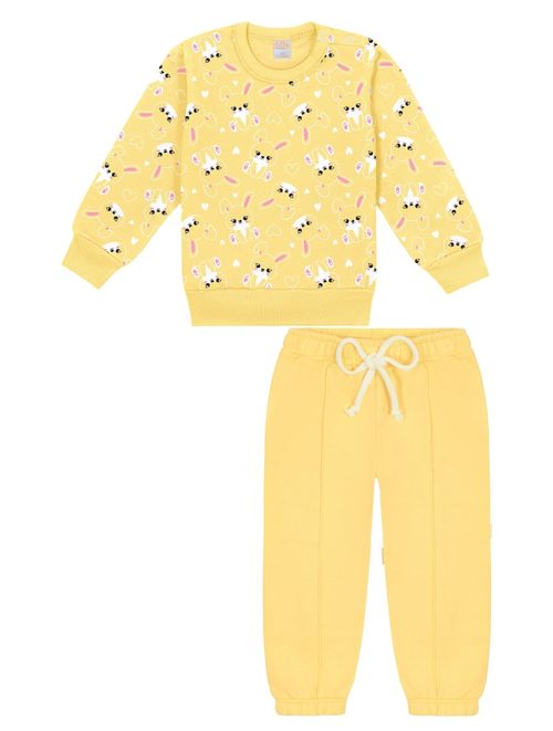 Conjunto Blusão Total Print E Calça Amarelo Abrange