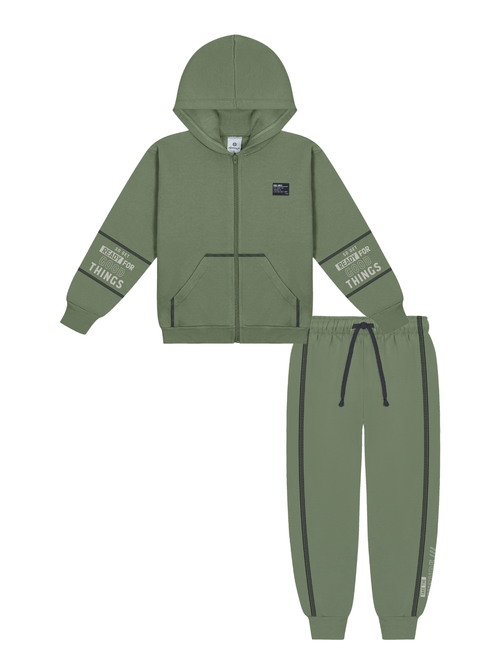 Conjunto Jaqueta Com Capuz E Calça Verde Abrange