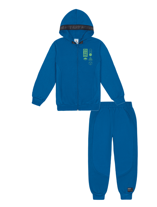 Conjunto Jaqueta Com Capuz E Calça Azul Abrange