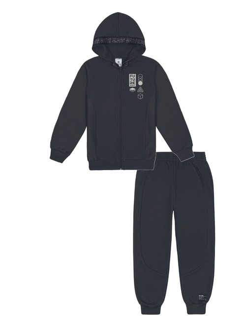 Conjunto Jaqueta Com Capuz E Calça Chumbo Abrange