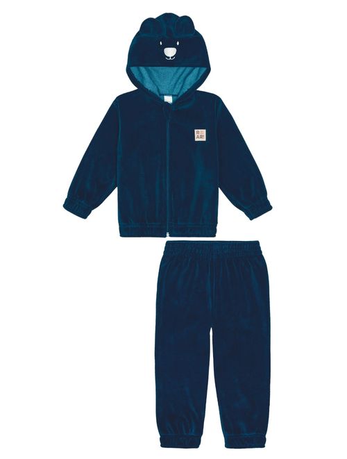 Conjunto Jaqueta E Calça Plush Azul Marinho Abrange
