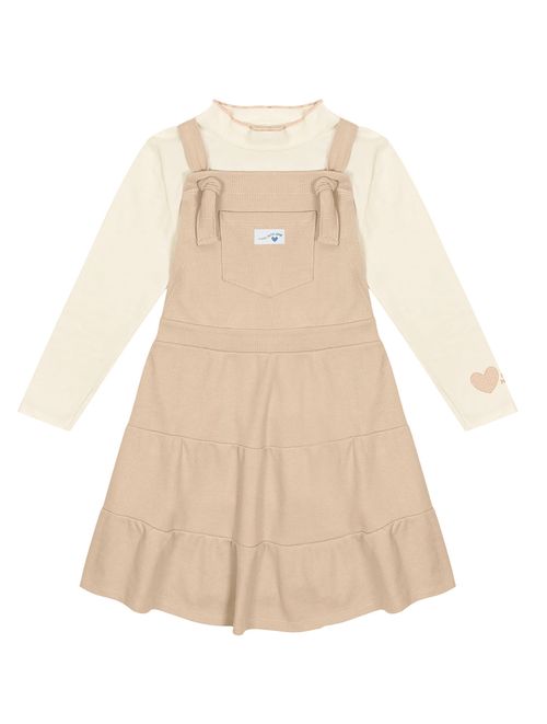 Conjunto Blusa E Salopete Três Marias Natural E Bege Abrange