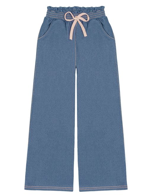 Calça Wide Leg Azul Jeans Médio Abrange