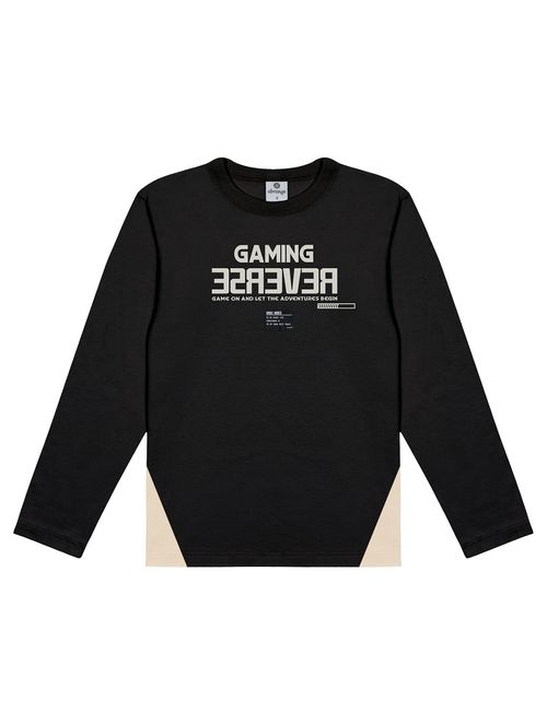 Camiseta Com Recorte Lateral Preto E Bege Abrange