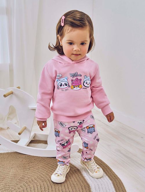 Conjunto Blusão E Calça Total Print Rosa Abrange
