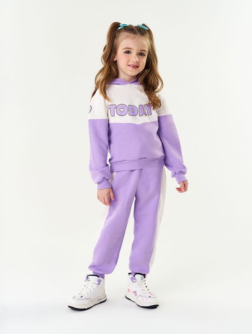 Conjunto Blusão E Calça Jogger Color Block Lilás Abrange