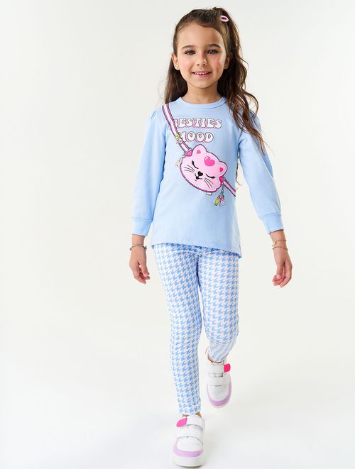 Conjunto Blusa E Legging Total Print Preto E Rosa Abrange