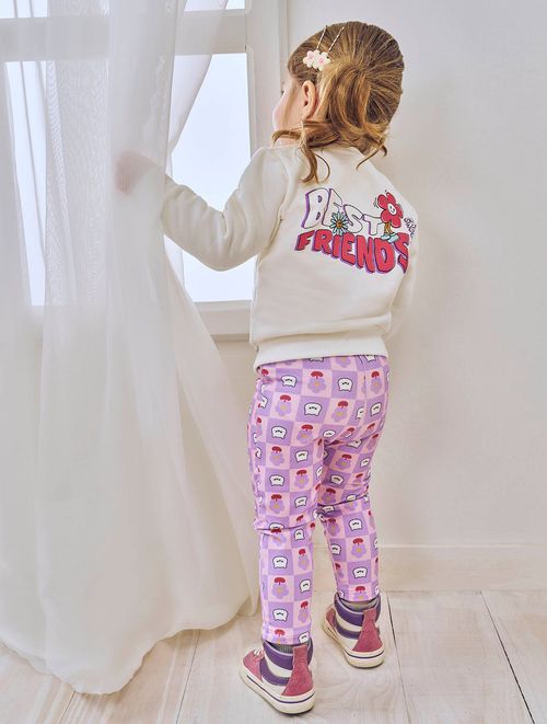 Conjunto Groovy Blusão E Calça Natural E Lilás Abrange