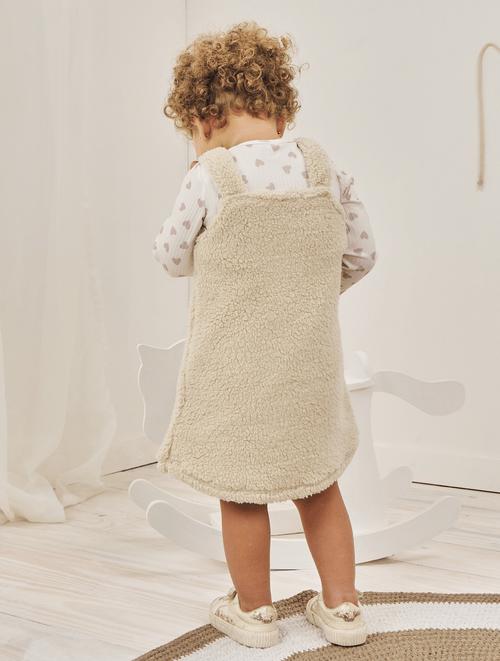 Conjunto Body De Corações E Salopete Natural E Bege Abrange