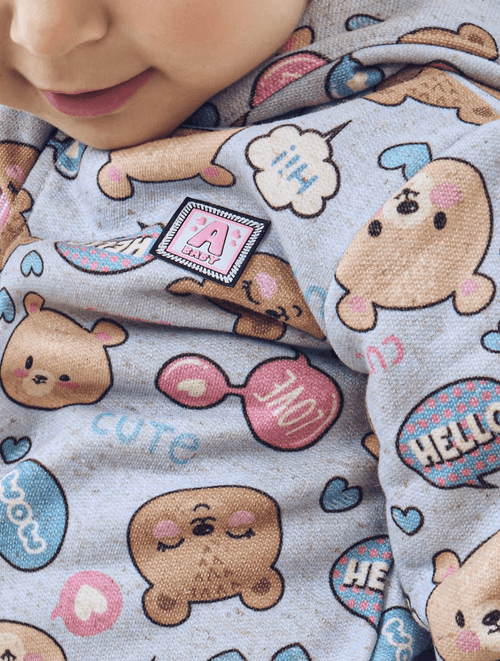 Conjunto Jaqueta E Calça Total Print Azul Abrange