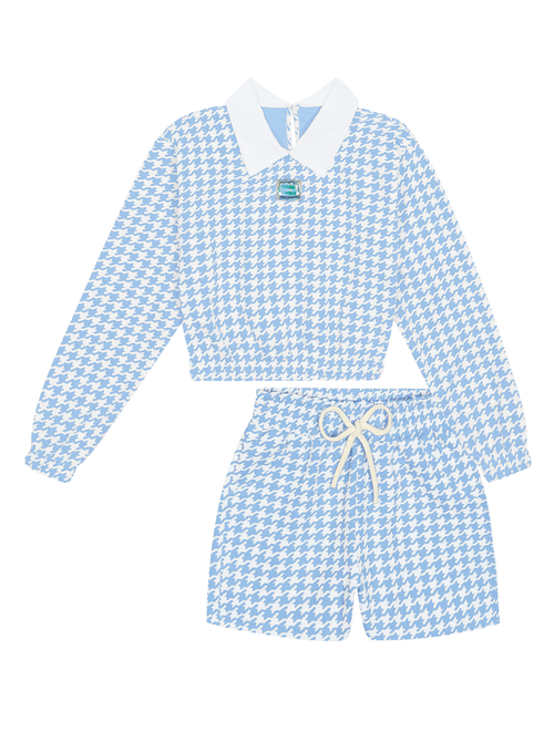 Conjunto Blusão E Short Total Print Azul Abrange