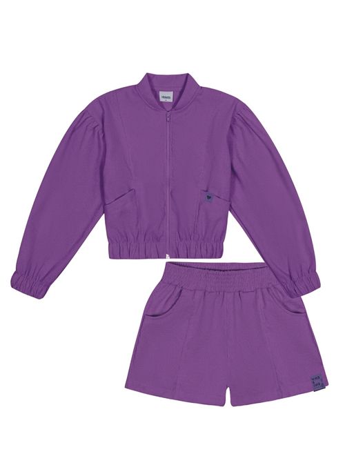 Conjunto Jaqueta E Short Cotelê Roxo Catavento