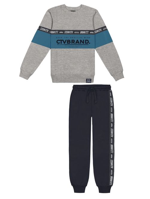 Conjunto Blusão E Calça CTV Brand Mescla E Preto Catavento