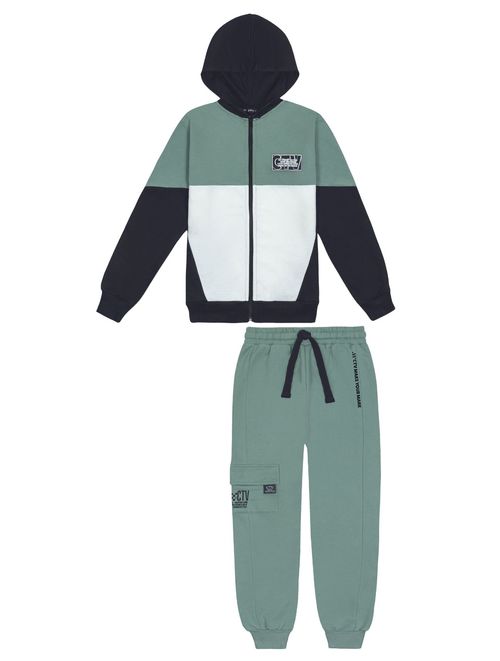 Conjunto Jaqueta Color Block E Calça Verde Catavento