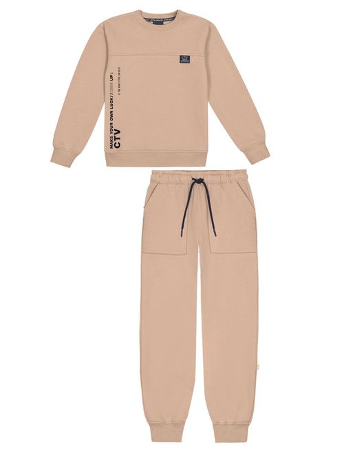 Conjunto Blusão E Calça Monocromático Bege Catavento