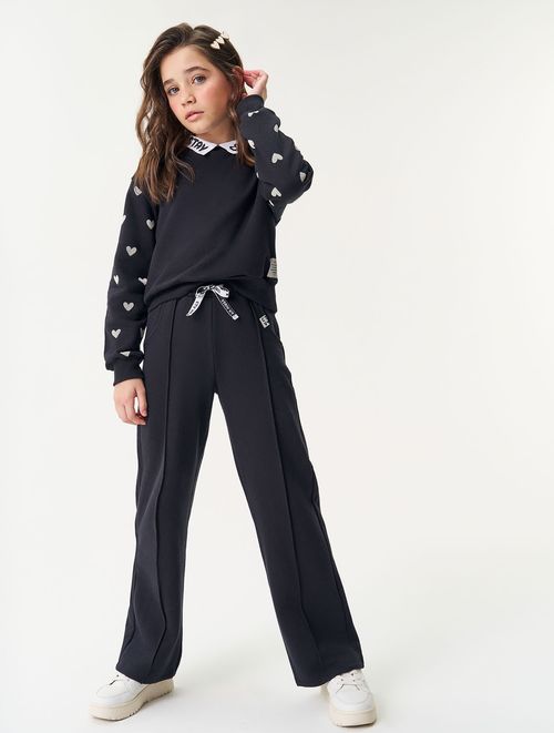 Calça Wide Leg Preto Catavento