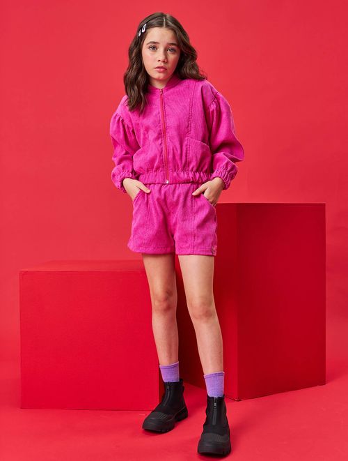 Conjunto Jaqueta E Short Cotelê Roxo Catavento