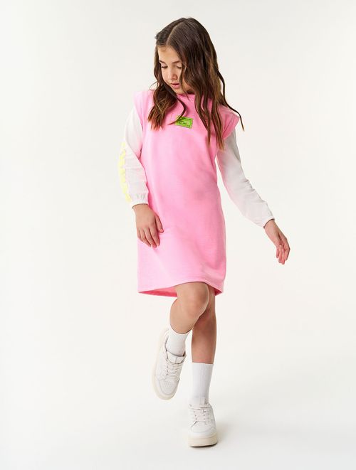 Vestido Com Blusa Lilás E Verde Catavento