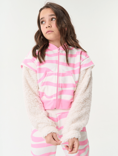 Conjunto Jaqueta Com Pelo E Calça Jogger Rosa Catavento