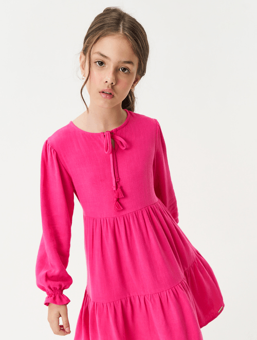 Vestido Com Amarração Rosa Catavento