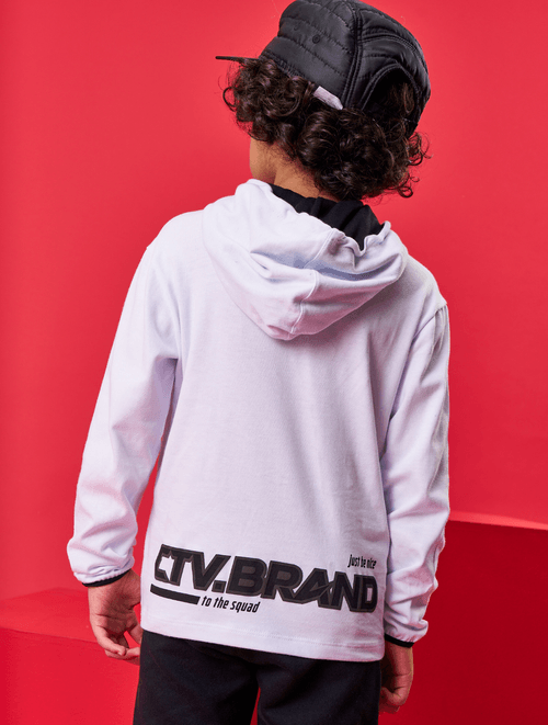 Camiseta Com Capuz E Bolso Branco Catavento