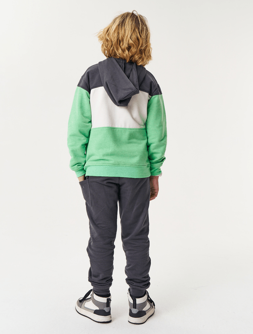 Conjunto Jaqueta Color Block E Calça Cinza E Verde Catavento
