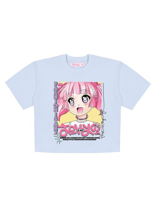 Blusa Boxy Anime Azul Dway