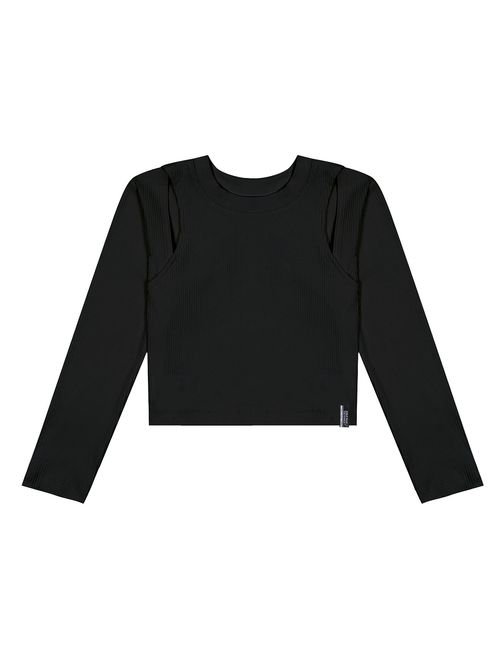 Blusa Boxy Com Recorte Preto Dway