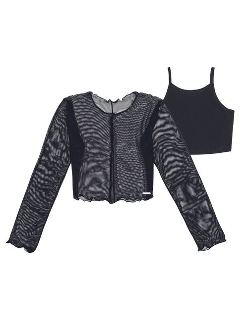 Blusa Cropped Tule Com Top Preto Dway