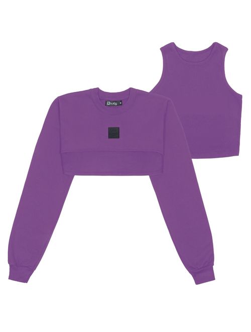 Blusão Super Cropped Com Regata Roxo Dway