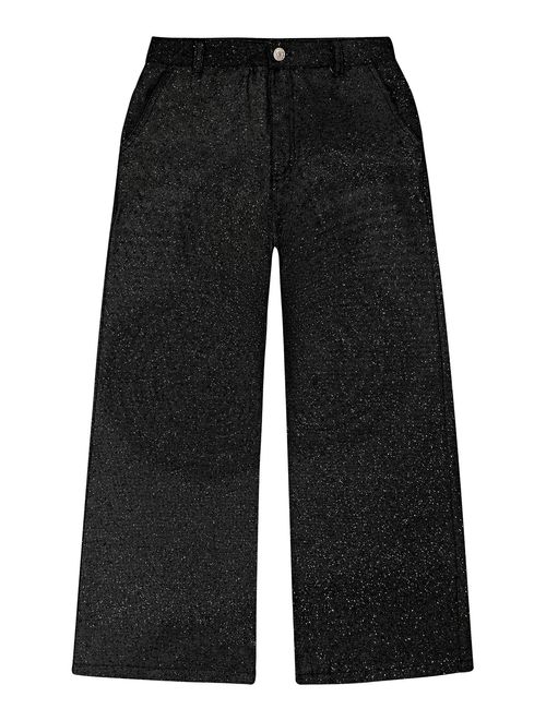 Calça Wide Leg Glitter Preto Dway