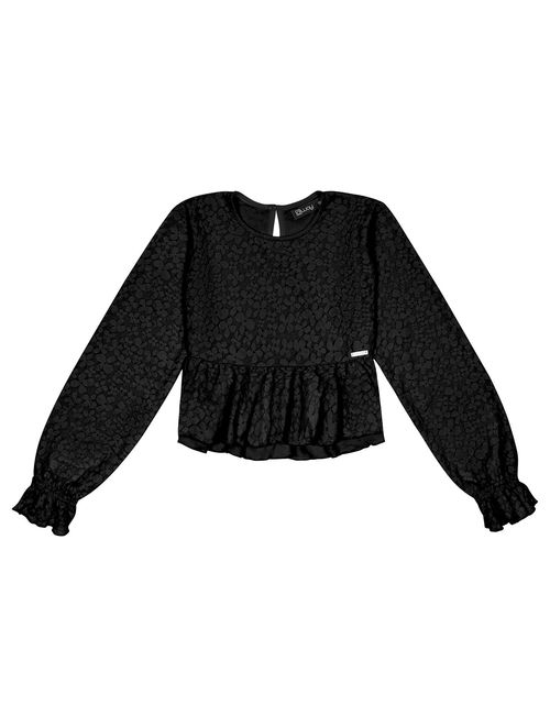 Blusa Cropped Babado Preto Dway