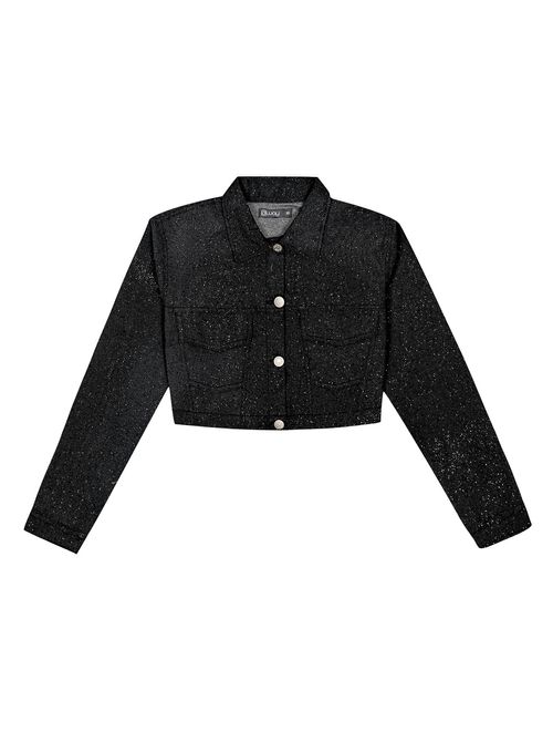 Jaqueta Cropped Glitter Preto Dway