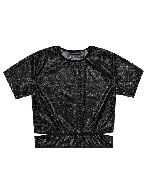 Blusa Cropped Brilho Preto Dway