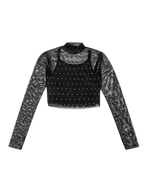 Blusa Cropped Tule Preto Dway