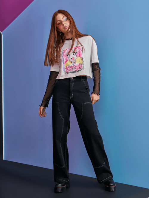 Blusa Boxy Anime Natural Dway