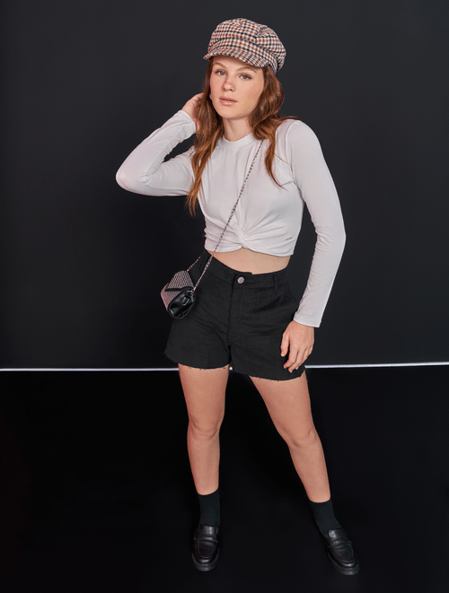Short Cotelê Preto Dway